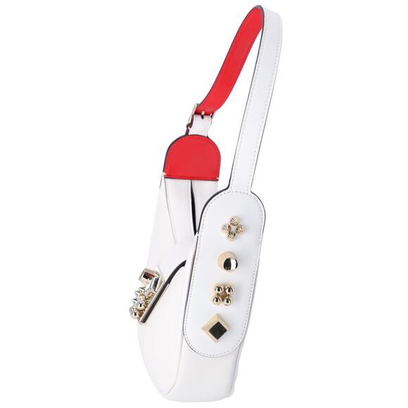 Christian Louboutin Carasky Mini Shoulder Bag White Pebbled Leather - Picture 4 of 11